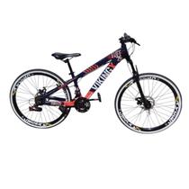 Bicicleta Aro 26 Vikingx Tuff 25 Aluminio 24 Velocidades Pneu Slk fino Faixa Branca