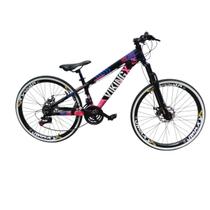 Bicicleta Aro 26 Vikingx Tuff 25 Aluminio Freeride 21 Velocidades Mtb Pneu Slk Fino Faixa Branca