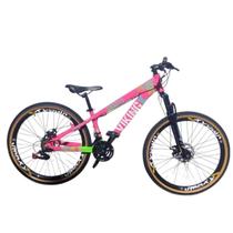 Bicicleta Aro 26 Vikingx Tuff 25 Aluminio Freio Disco Mecanico Rodas Vmaxx Cambio Importado Pneu Balão Faixa Amarelo
