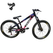 Bicicleta Aro 26 Vikingx Tuff 25 Cambio Shimano Quadro Aluminio Mtb Freerider