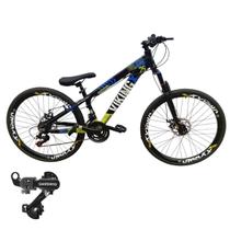 Bicicleta Aro 26 Vikingx Tuff 25 Cambio Shimano Quadro Aluminio Mtb Freerider