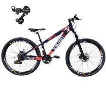 Bicicleta Aro 26 Vikingx Tuff 25 Cambio Traseiro Shimano 24 Velocidade Freio Disco Mecanico Velocidades Rodas Vmaxx 13.5 Pneu Balão Flame