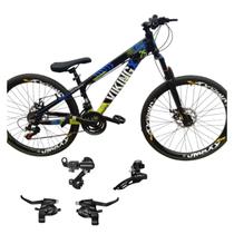 Bicicleta Aro 26 Vikingx Tuff 25 Com Trocadores Cambio Shimano Traseiro Dianteiro 24v Mtb Freeride Aluminio Unissex