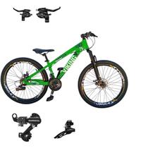 Bicicleta Aro 26 Vikingx Tuff 25 Com Trocadores Cambio Shimano Traseiro Dianteiro 24v Mtb Freeride Aluminio Unissex