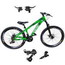 Bicicleta Aro 26 Vikingx Tuff 25 Com Trocadores Cambio Shimano Traseiro Dianteiro 24v Mtb Freeride Aluminio Unissex