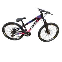 Bicicleta Aro 26 Vikingx Tuff 25 Pneu 21 Velocidades Slk Balão Preto Freio Disco Mecanico