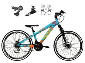 Bicicleta Aro 26 Vikingx Tuff Azul/Laranja 21v Alumínio Câmbios Shimano Freio a Disco Hidráulicos Aros Vmaxx Preto