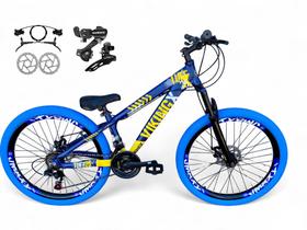 Bicicleta Aro 26 Vikingx Tuff Freeride Câmbios Shimano 21v Freio Hidráulico Roda Vmaxx DH Pneu Flame