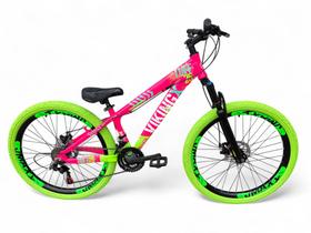 Bicicleta Aro 26 Vikingx Tuff Freeride DH Câmbios Shimano 21v Freio a Disco Rodas Vmaxx Pneu Flame Bicicleta Aro 26 Vikingx Tuff Freeride DH Câmbios Shimano 21v Freio a Disco Rodas Vmaxx Pneu Flame
