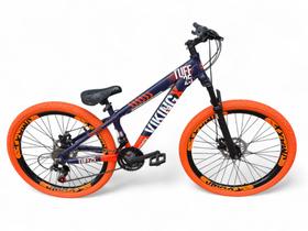 Bicicleta Aro 26 Vikingx Tuff Freeride Downhill 21v Alumínio Aros Vmaxx Freio a Disco Pneu Flame