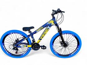 Bicicleta Aro 26 Vikingx Tuff Freeride Downhill 21v Alumínio Freio a Disco Aros Vmaxx Pneu Flame