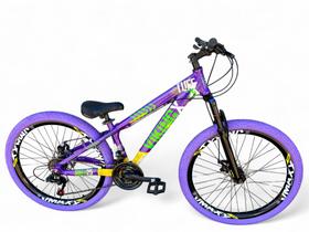 Bicicleta Aro 26 Vikingx Tuff Freeride Downhill 21v Alumínio Rodas Vmaxx Freio a Disco Pneu Flame