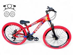 Bicicleta Aro 26 Vikingx Tuff Freeride Downhill 21v Freio Hidráulico Alumínio Aros Vmaxx Pneu Flame