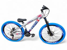 Bicicleta Aro 26 Vikingx Tuff Freeride Downhill 21v Freio Hidráulico Alumínio Rodas Vmaxx Pneu Flame Bicicleta Aro 26 Vikingx Tuff Freeride Downhill 21v Freio Hidráulico Alumínio Rodas Vmaxx Pneu Flame