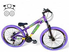 Bicicleta Aro 26 Vikingx Tuff Freeride Downhill 21v Freio Hidráulico Alumínio Rodas Vmaxx Pneu Flame