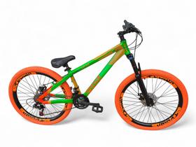 Bicicleta Aro 26 Vikingx Tuff Freeride Downhill Alumínio 21v Freio Hidráulico Aros Vmaxx Pneu Flame