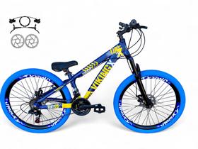 Bicicleta Aro 26 Vikingx Tuff Freeride Downhill Freio Hidráulico 21v Alumínio Aros Vmaxx Pneu Flame
