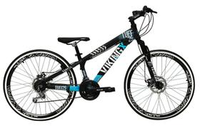 Bicicleta Aro 26 Vikingx Tuff Preto com Azul 21v Alumínio Freio a Disco Aros Vmaxx Pretos