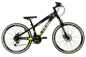 Bicicleta Aro 26 Vikingx Tuff Preto/Verde 21v Alumínio Câmbio Shimano Freio a Disco Aros Vmaxx Preto