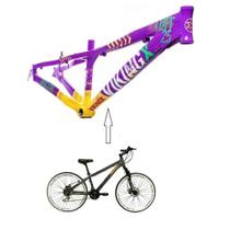 Bicicleta Aro 26 Vikingx Tuff Roxo com Amarelo 21v Branco Bicicleta Aro 26 Vikingx Tuff Roxo com Amarelo 21v Branco