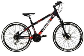 Bicicleta Aro 26 Vikingx Tuff Roxo com laranja 21v Alumínio Freio a Disco Aros Vmaxx Pretos