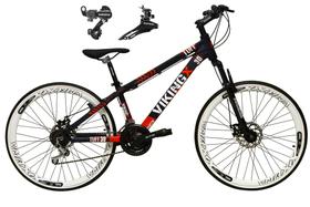 Bicicleta Aro 26 Vikingx Tuff Roxo/Laranja 21v Alumínio Câmbio Shimano Freio a Disco Aros Vmaxx Brancos