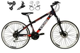 Bicicleta Aro 26 Vikingx Tuff Roxo/Laranja 21v Alumínio Câmbios Shimano Freio a Disco Hidráulicos Aros Vmaxx Brancos