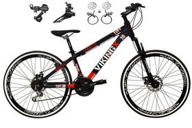 Bicicleta Aro 26 Vikingx Tuff Roxo/Laranja 21v Alumínio Câmbios Shimano Freio a Disco Hidráulicos Aros Vmaxx Pretos