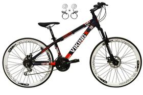 Bicicleta Aro 26 Vikingx Tuff Roxo/Laranja 21v Alumínio Freio Hidráulico a Disco Aros Vmaxx Branco