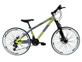 Bicicleta Aro 26 Vikingx Tuff X-35 Cinza Fosco 21v Freios a Disco Hidráulicos Cabeamento Interno Freeride Dh Aros Vmaxx Brancos