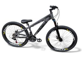 Bicicleta Aro 26 Vikingx Tuff X25 Freeride 21v Aros Vmaxx Alumínio Freio a Disco Pneu Flame