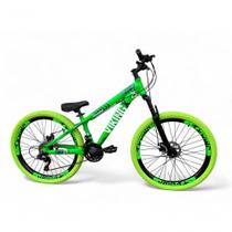 Bicicleta Aro 26 Vikingx Tuff X25 Freeride 21v Aros Vmaxx Dh Freio A Disco Pneu Flame - Verde Bicicleta Aro 26 Vikingx Tuff X25 Freeride 21v Aros Vmaxx Dh Freio A Disco Pneu Flame - Verde