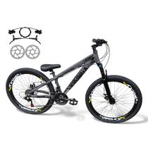 Bicicleta Aro 26 Vikingx Tuff X25 Freeride 21v Aros Vmaxx Freio Hidráulico Alumínio Pneu Flame