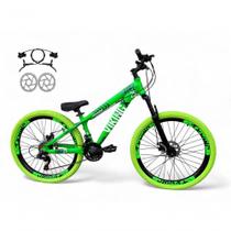 Bicicleta Aro 26 Vikingx Tuff X25 Freeride Freio Hidráulico 21v Aros Vmaxx Dh Pneu Flame - Verde Bicicleta Aro 26 Vikingx Tuff X25 Freeride Freio Hidráulico 21v Aros Vmaxx Dh Pneu Flame - Verde
