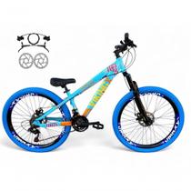 Bicicleta Aro 26 VikingX Tuff X25 Freio Hidráulico 21v Azul-laranja Bicicleta Aro 26 VikingX Tuff X25 Freio Hidráulico 21v Azul-laranja
