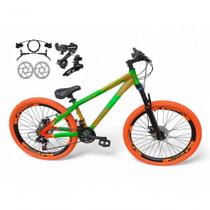 Bicicleta Aro 26 VikingX Tuff X35 21v Freio a Disco Verde-laranja Bicicleta Aro 26 VikingX Tuff X35 21v Freio a Disco Verde-laranja
