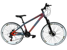 Bicicleta Aro 26 Vikingx Tuff X35 Azul Petróleo Alumínio 21v Freio a Disco Hidráulico Aros Vmaxx Brancos