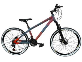 Bicicleta Aro 26 Vikingx Tuff X35 Azul Petróleo Alumínio 21v Freio a Disco Hidráulico Aros Vmaxx Pretos