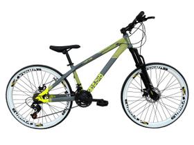 Bicicleta Aro 26 Vikingx Tuff x35 Cinza Fosco 21v Alumínio Freio a Disco Aros Vmaxx Brancos