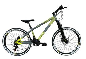 Bicicleta Aro 26 Vikingx Tuff x35 Cinza Fosco 21v Alumínio Freio a Disco Aros Vmaxx Pretos