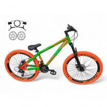 Bicicleta Aro 26 VikingX Tuff X35 Freio Hidráulico 21v Verde-laranja Bicicleta Aro 26 VikingX Tuff X35 Freio Hidráulico 21v Verde-laranja