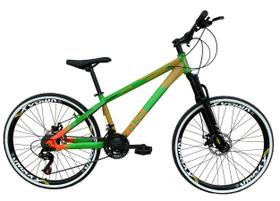 Bicicleta Aro 26 Vikingx Tuff X35 Verde Alumínio 21v Câmbios Shimano Freio a Disco Aros Vmaxx Pretos Bicicleta Aro 26 Vikingx Tuff X35 Verde Alumínio 21v Câmbios Shimano Freio a Disco Aros Vmaxx Pretos