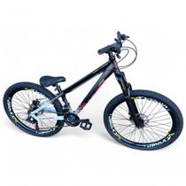 Bicicleta Aro 26 Vikingx Tuff X44 Freeride 21v Aros Vmaxx Dh Freio A Disco Pneu Flame - Preto Branco Bicicleta Aro 26 Vikingx Tuff X44 Freeride 21v Aros Vmaxx Dh Freio A Disco Pneu Flame - Preto Branco