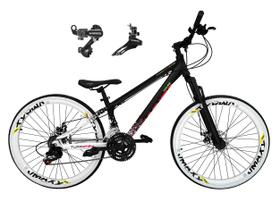 Bicicleta Aro 26 Vikingx Tuff X44 Preto/Branco 21v Câmbios Shimano Tz Freio a Disco Rodas Vmaxx Branco