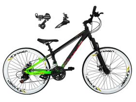 Bicicleta Aro 26 Vikingx Tuff X44 Preto/Verde 21v Câmbios Shimano Tz Freio a Disco Aros Vmaxx Brancos Bicicleta Aro 26 Vikingx Tuff X44 Preto/Verde 21v Câmbios Shimano Tz Freio a Disco Aros Vmaxx Brancos