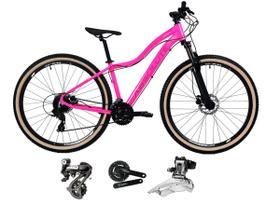 Bicicleta aro 29 Absolute Hera Feminina Shimano Altus 24V Freio a Disco Hidráulico Garfo com Trava Pneus Faixa Bege - Rosa