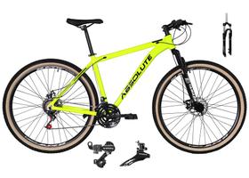 Bicicleta Aro 29 Absolute Nero 4 Alumínio 24v Câmbios Shimano Garfo com Trava no Ombro Pneu com Faixa Bege - Amarelo