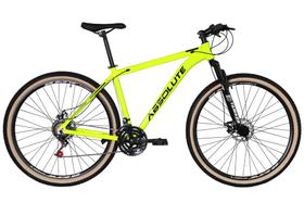 Bicicleta Aro 29 Absolute Nero 4 Alumínio Cabeamento Interno 24v Freio a Disco Garfo Suspensão Pneu Faixa Bege - Amarelo