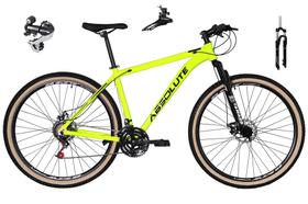 Bicicleta Aro 29 Absolute Nero 4 Cabeamento Interno 24v Câmbio Shimano Acera K7 Garfo Trava Freio a Disco Pneu Faixa Bege - Amarelo
