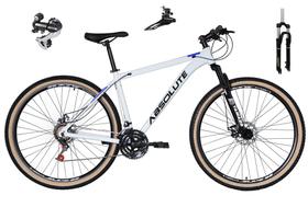Bicicleta Aro 29 Absolute Nero 4 Cabeamento Interno 24v Câmbio Shimano Acera K7 Garfo Trava Freio a Disco Pneu Faixa Bege - Branco